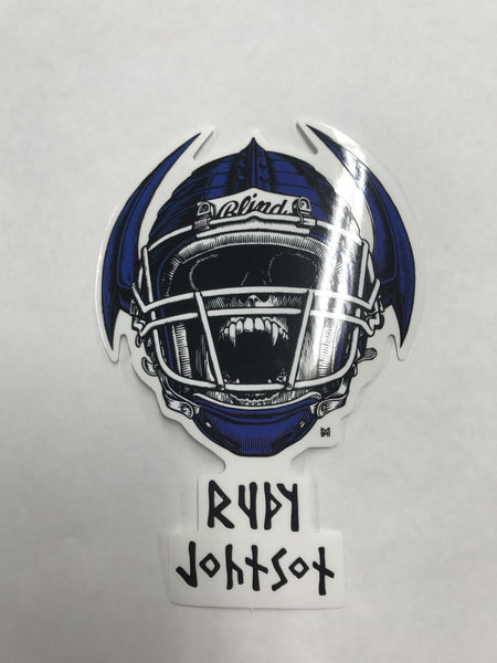 Blind Rudy Johnson Jock Skull Spoof Sticker