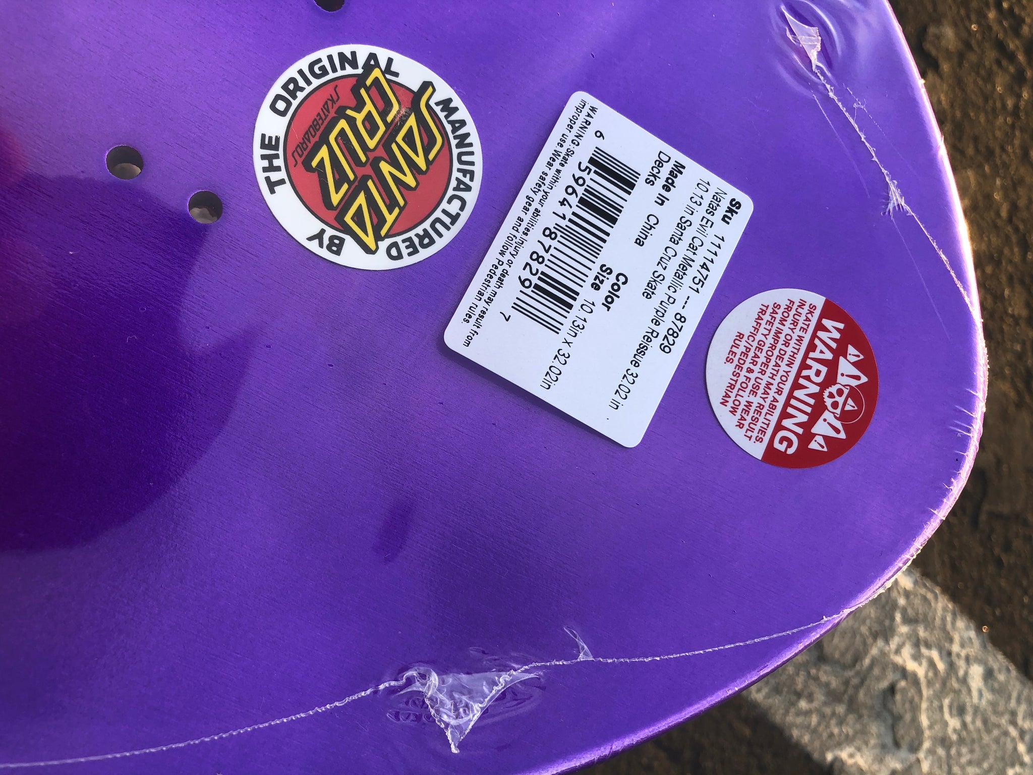 Santa Cruz Natas Evil Cat Skateboard Deck Purple Rare Metallic